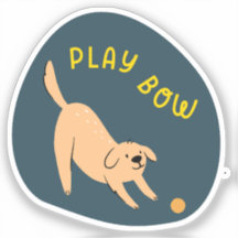 Play bow cute illustrated dog navy
