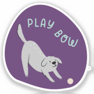 Play bow cute illustrated dog purple turquoise
