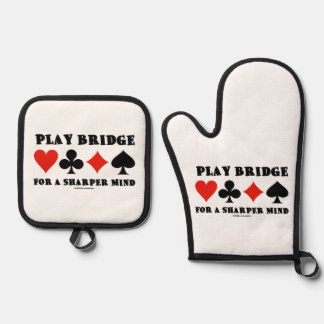 Play Bridge For A Sharper Mind Four Card Suits Oven Mitt & Pot Holder Set