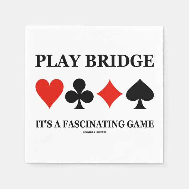 Play Bridge It's A Fascinating Game (Card Suits) Napkin (Front)
