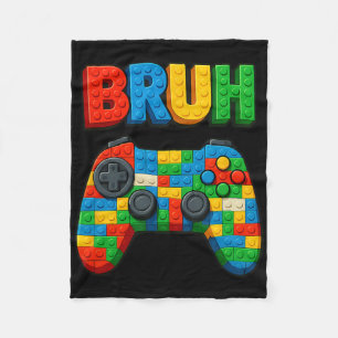 Play Building Blocks Bruh Saying Funny Gamer Boys Fleece Blanket