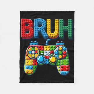 Play Building Blocks Bruh Saying Gamer Boys Brick Fleece Blanket