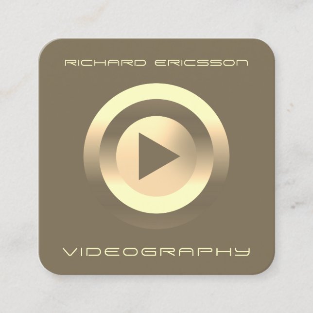 Play button modern futuristic  square business card (Front)