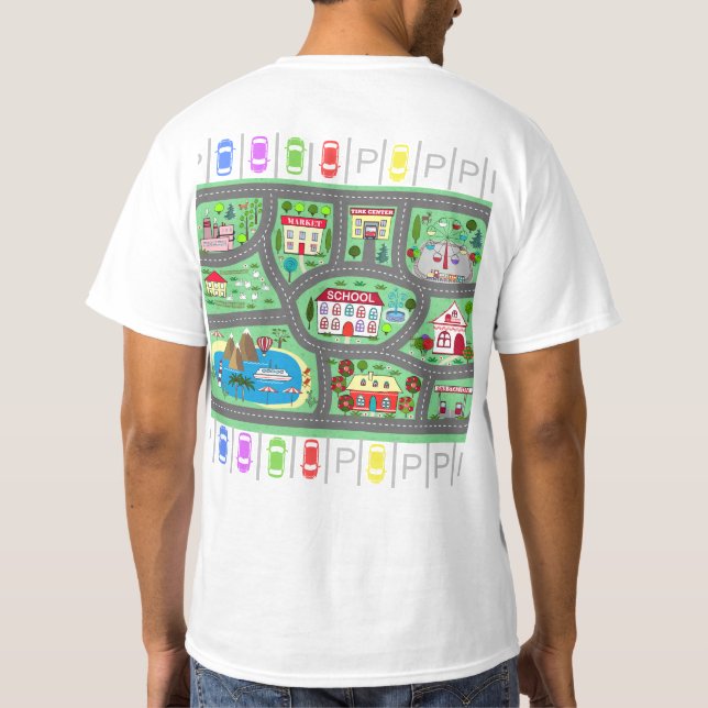 Play Car Race on Dad's Back T-Shirt (Back)
