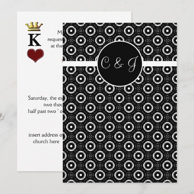 play cards , vegas wedding monogram Invitations (Front/Back)