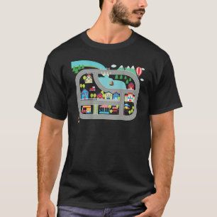 Play cars on dad s back mat road car race track T  T-Shirt