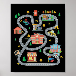 Play Cars On Dad&# s Ck Mat Road Car Race Track F Poster