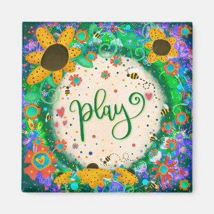 Play Cute Bumblebee Colourful Floral Inspirivity Magnet