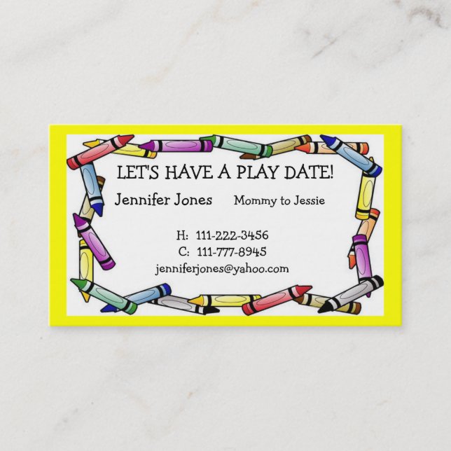 Play Date Calling Card (Front)