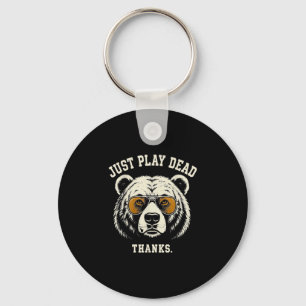 Play dead thanks funny grizzly bear wearing key ring