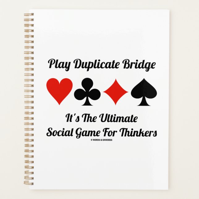 Play Duplicate Bridge Ultimate Social Game Thinker Planner (Front)