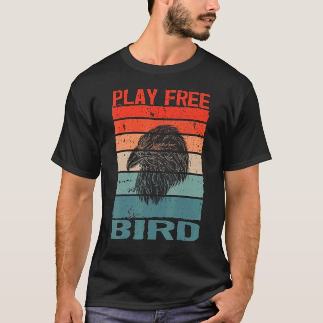 Play Free Bird Patriotic Bald Eagle 4th July Retro T-Shirt (Front)