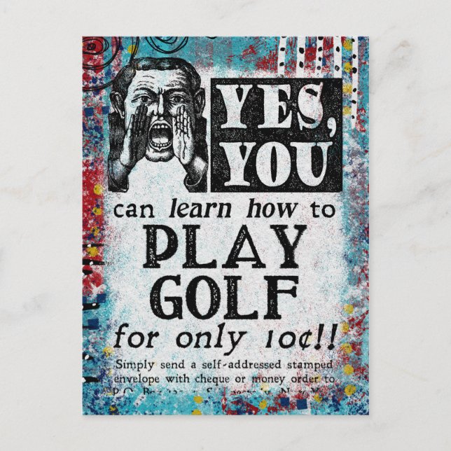 Play Golf - Funny Vintage Ad Postcard (Front)