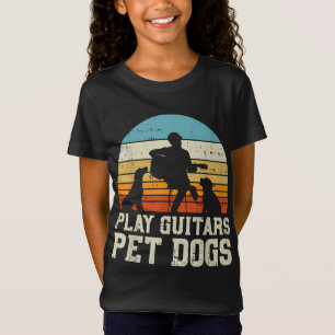 Play Guitars Pet Dog Retro Music Guitarist Animal  T-Shirt
