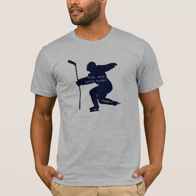 Play Hard. Celie Harder. (Blue) T-Shirt (Front)