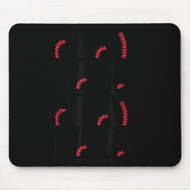 Play Hard Pray Hard Youth Boy Christian Baseball J Mouse Mat (Front)