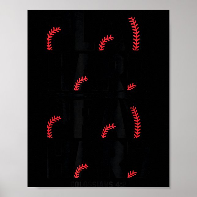 Play Hard Pray Hard Youth Boy Christian Baseball J Poster (Front)