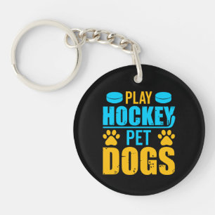 Play Hockey Pet Dogs Key Ring