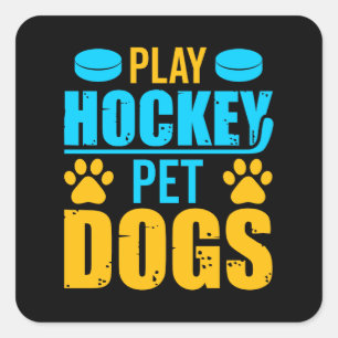Play Hockey Pet Dogs Square Sticker