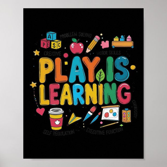 Play Is Learning Teacher Era Cute Back To School T Poster (Front)