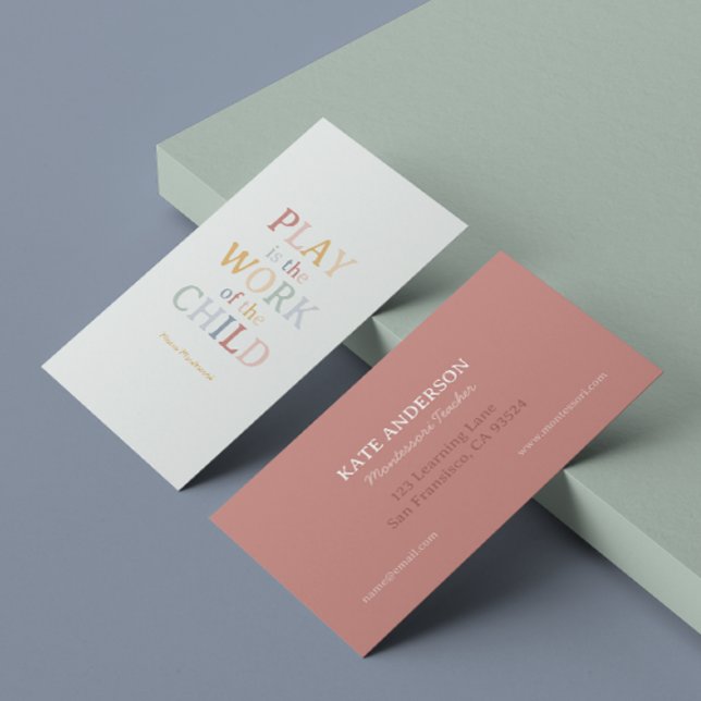 Play is the Work of the Child Maria Montessori Business Card (Creator Uploaded)