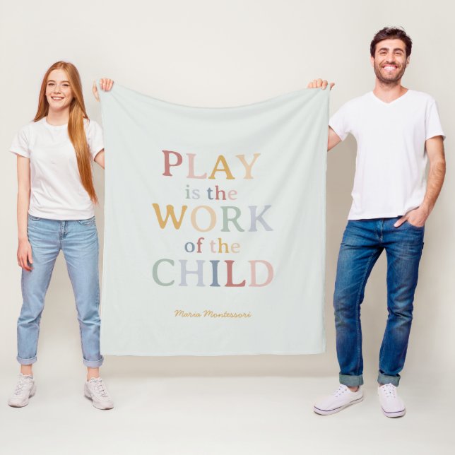 Play is the Work of the Child Maria Montessori Fleece Blanket (In Situ)