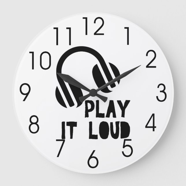 Play It Loud Headphones Large Clock (Front)