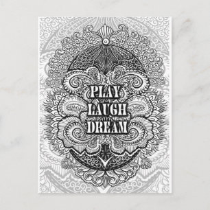 Play laugh dream - Positive Quote´s Postcard