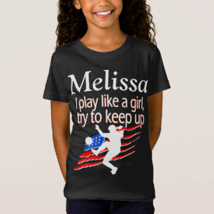 PLAY LIKE A GIRL PERSONALIZED SOCCER GIRL T SHIRT
