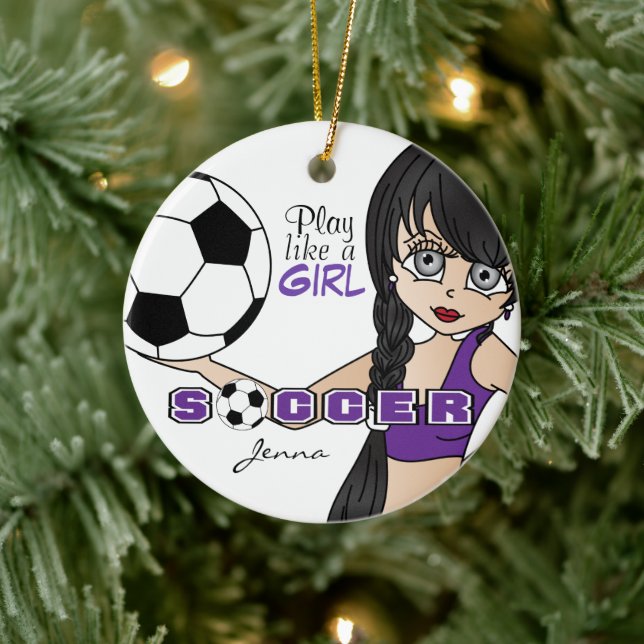 Play Like A Girl | Soccer | Purple Ceramic Tree Decoration (Tree)