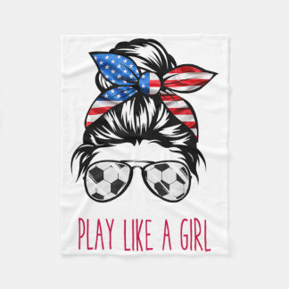 Play Like A Girl Usa Women Soccer Funny Fleece Blanket