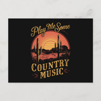 Play Me Some Country Music Western Cowboy Vintage Postcard