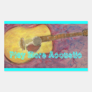 Play More Acoustic Rectangular Sticker