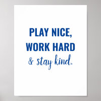 Play Nice Kid Playroom Sign Educational Poster