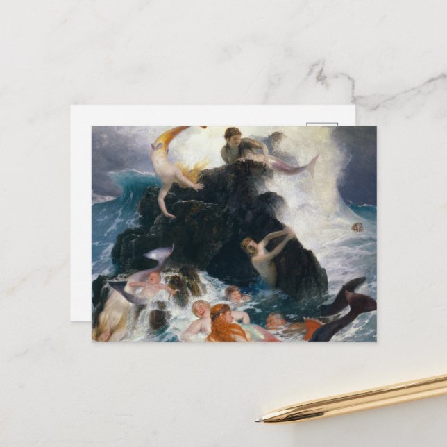 Play of the Nereides, 1886 by Arnold Bocklin Postcard (Front/Back In Situ)