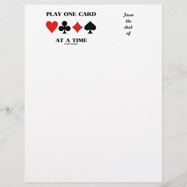 Play One Card At A Time (Four Card Suits) (Front)