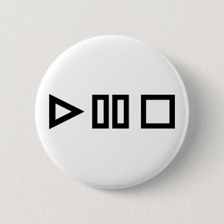 Play pause stop 6 cm round badge