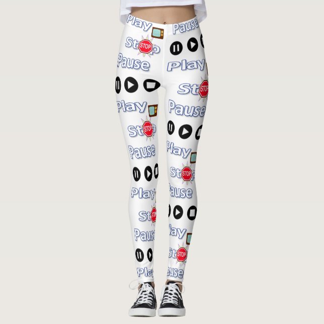 Play Pause Stop Leggings (Front)