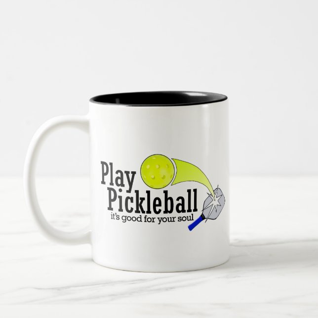 Play Pickleball Its good for your soul Two-Tone Coffee Mug (Left)