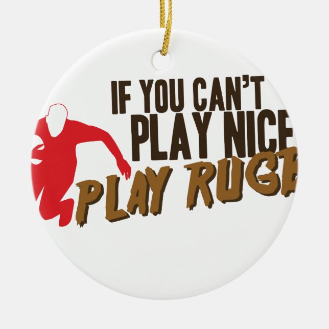 Play Rugby Ceramic Tree Decoration (Front)