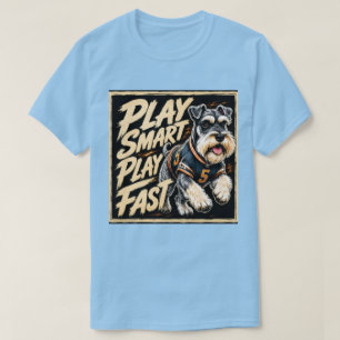 Play Smart Play Fast Schnauzer Football Art T-Shirt
