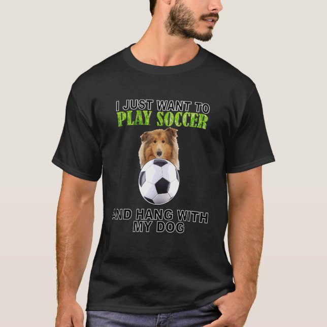 Play Soccer Hang W Dog Collie T-Shirt (Front)