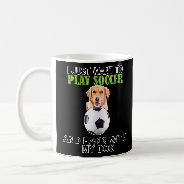 Play Soccer Hang W Dog Golden Retriever  Coffee Mug (Left)