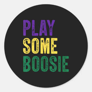 Play some boosie mardi gras beads new orleans classic round sticker