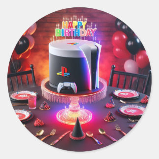 Play Station 5 Party Design  Classic Round Sticker