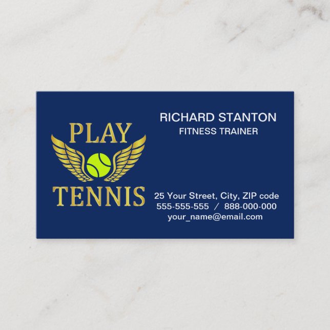 Play tennis business card (Front)