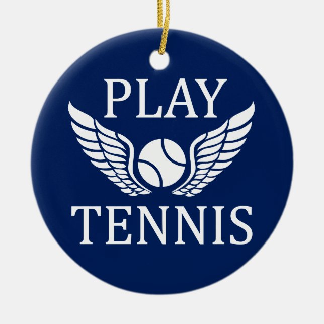 Play tennis ceramic tree decoration (Front)