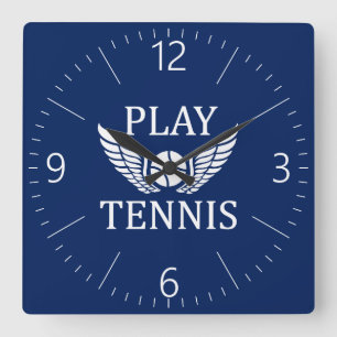 Play tennis square wall clock