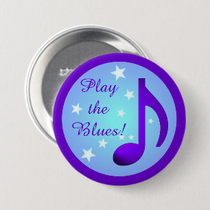 Play the Blues Purple Blue Note Circle Stars 7.5 Cm Round Badge