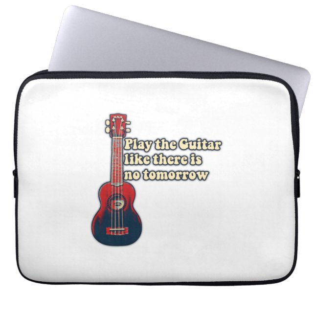 Play the guitar like there is no tomorrow. retro laptop sleeve (Front)
